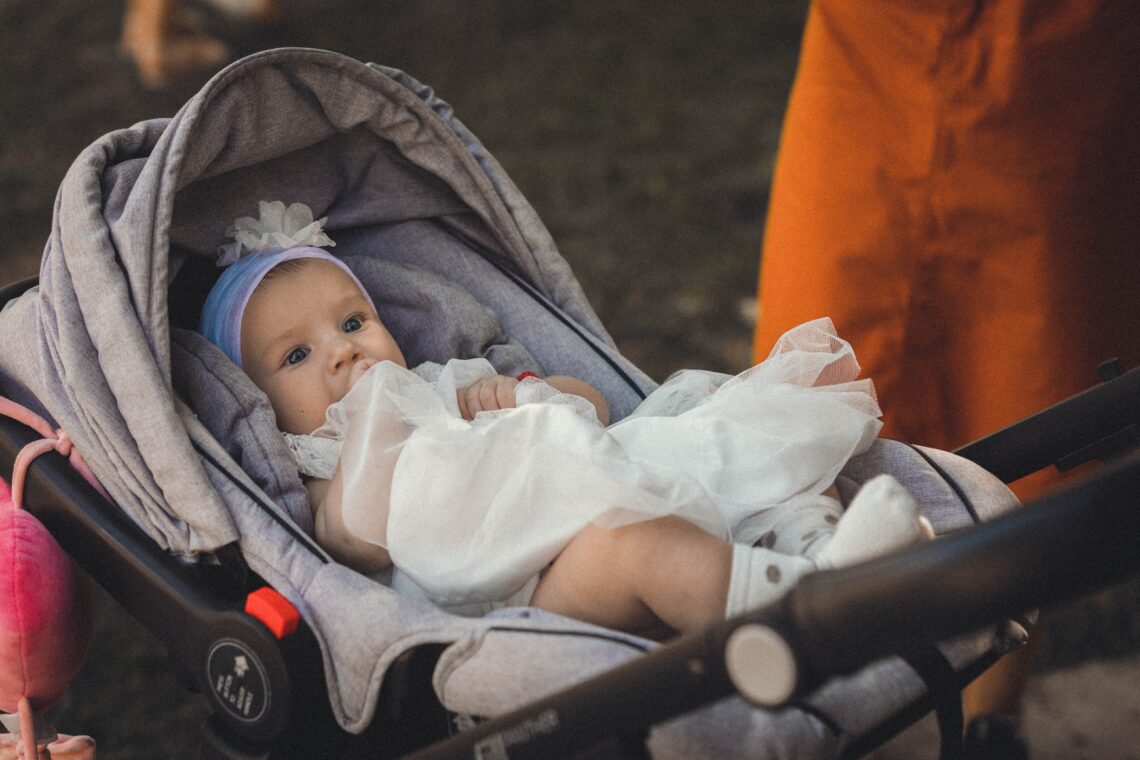 cute baby in stroller